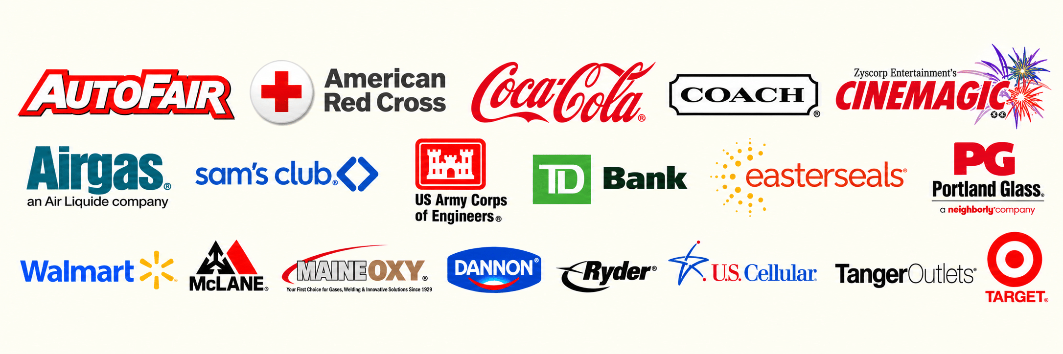 Commercial customer logos.